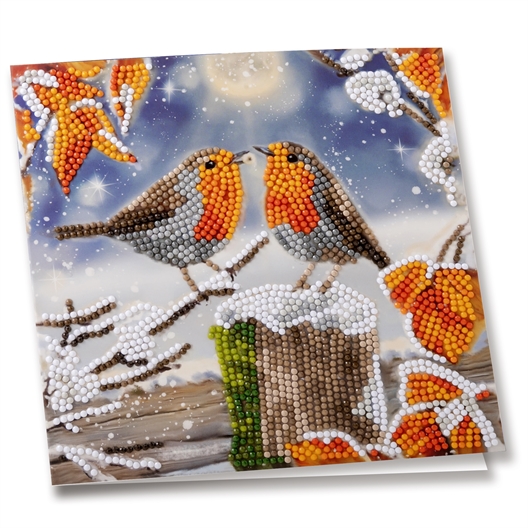 Kit carte broderie diamant Rossignols en hiver