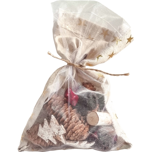 Pochon déco nature Sapin étoiles