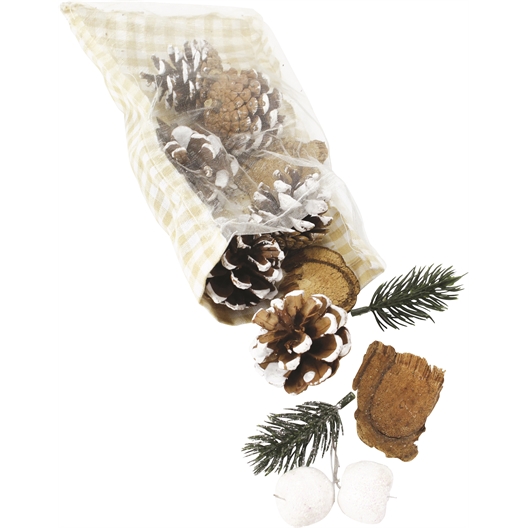 Pochon déco nature Pommes de pin et baie