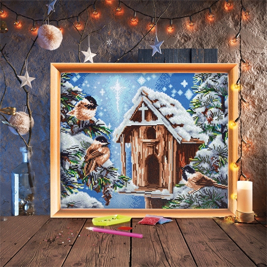 Kit broderie diamant Nichoir sous la neige