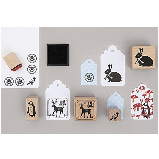 2 lots de 30 étiquettes cadeaux Forêt Noël