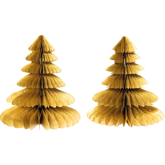 Set de 2 sapins en papier doré