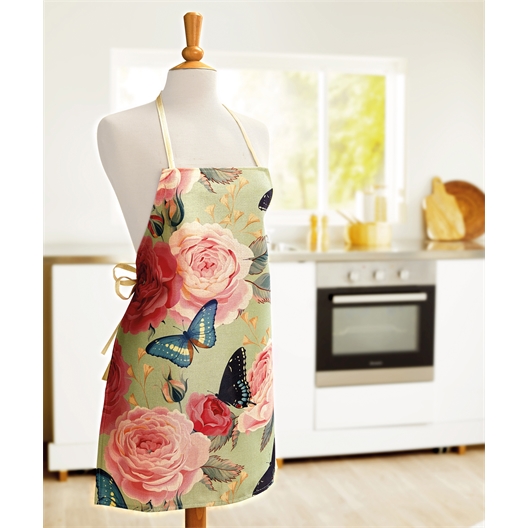 Tablier roses et papillons