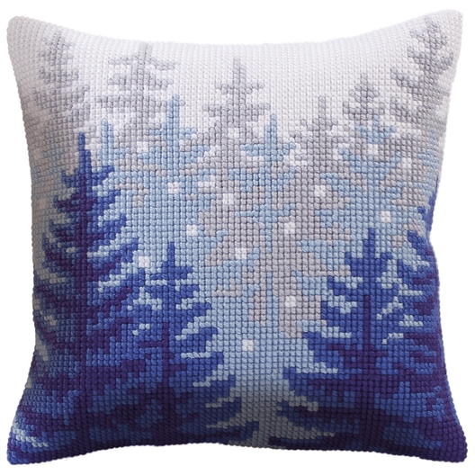 Kit coussin canevas Montagne enneigée