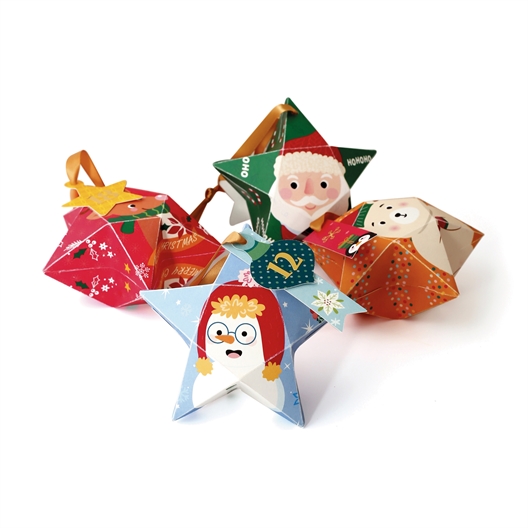 Calendrier de l'Avent boîtes étoiles à suspendre