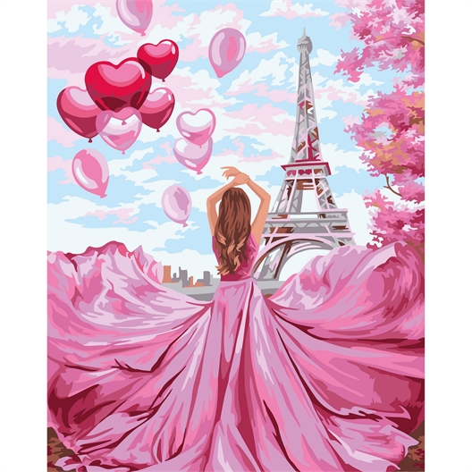 Peinture par numéros Paris en rose