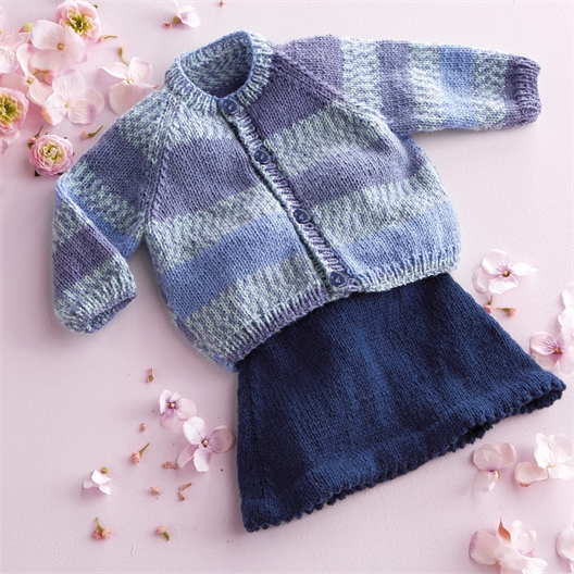 Modèle tricot Babylux color cardigan + jupe n°5