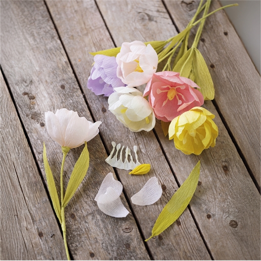 Kit papier crépon bouquet fleurs printemps