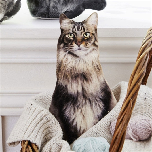 Coussin chat en velours à coudre Beige