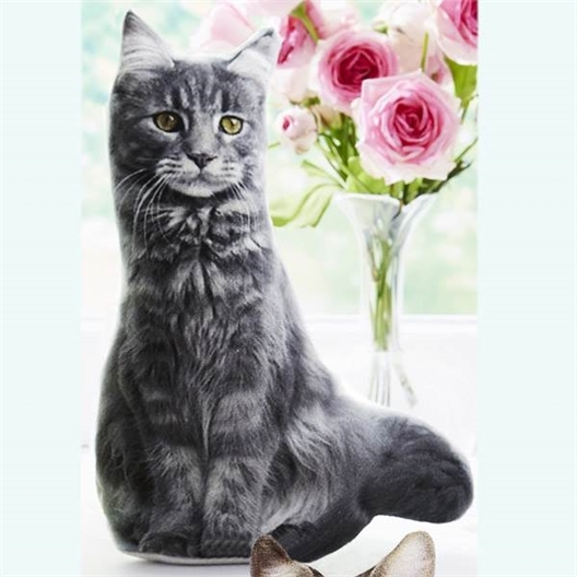 Coussin chat en velours à coudre Gris