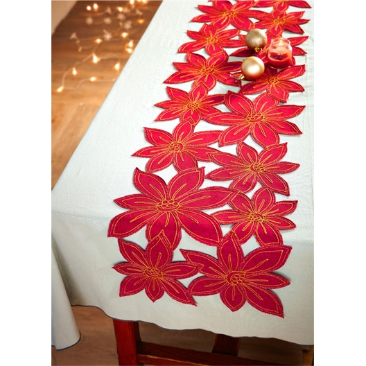 Chemin de table poinsettias découpe