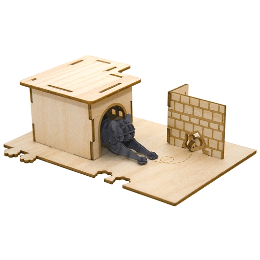 Puzzle 3D bois Chats joueurs Attrape souris