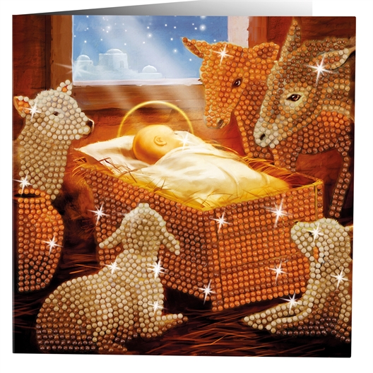 Lot de 2 kits carte broderie diamant (Père Noël + Nativité)