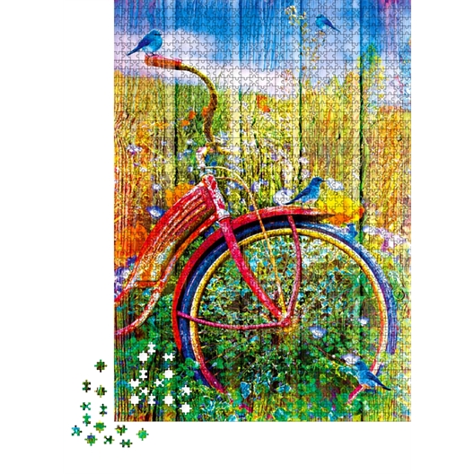 Puzzle 1000 pièces Oiseaux sur la bicyclette
