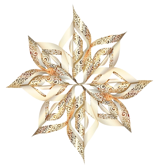 Set de 4 étoiles en papier argenté ou doré