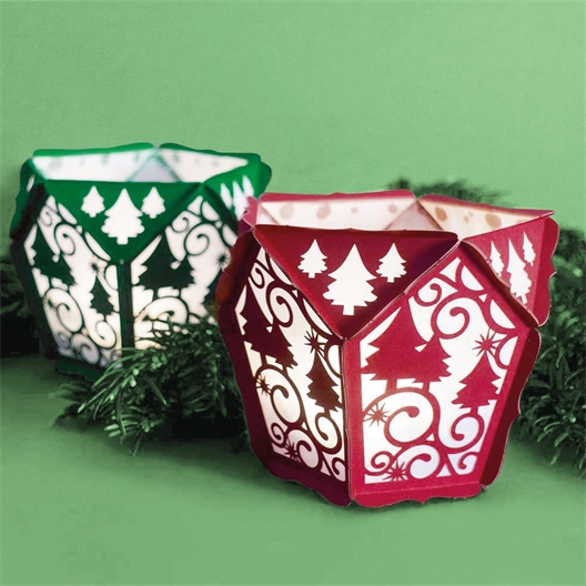 Set de 4 photophores de Noël rouge et vert