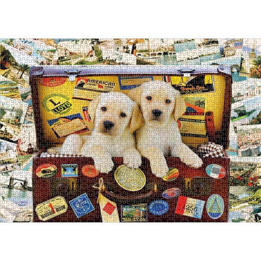 Puzzle 1000 pièces Chiots en voyage