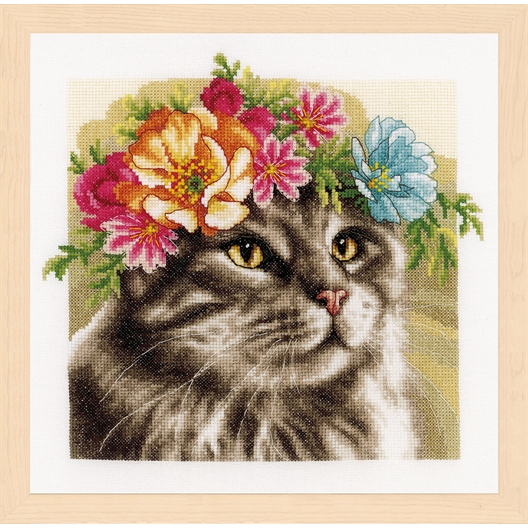 Kit point compté chats fleuris