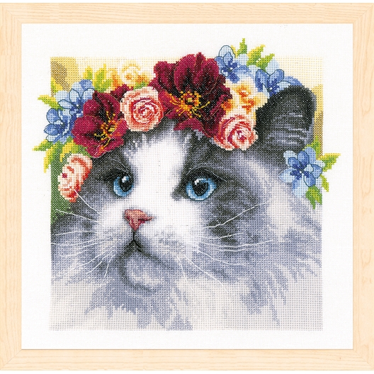 Kit point compté chats fleuris