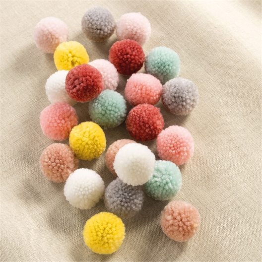 Lot de 24 pompons laine pastel ou multicolore