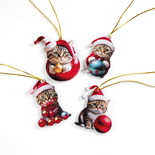 Lot de 4 décorations Chats