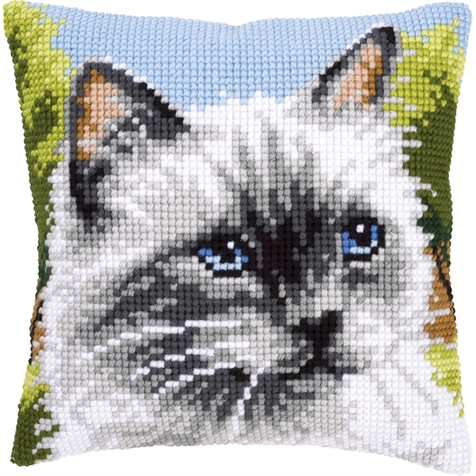 Kit coussin canevas Chat siamois