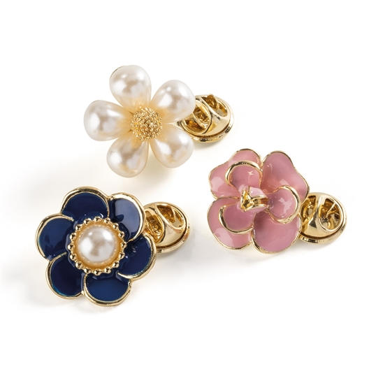 3 pin's fleurs fantaisie