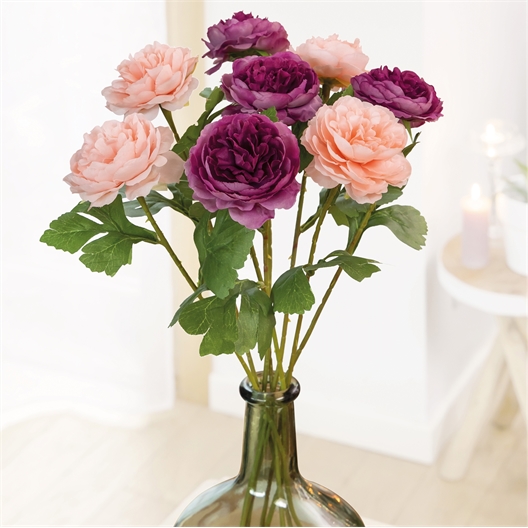 Rose artificielle violet ou pêche