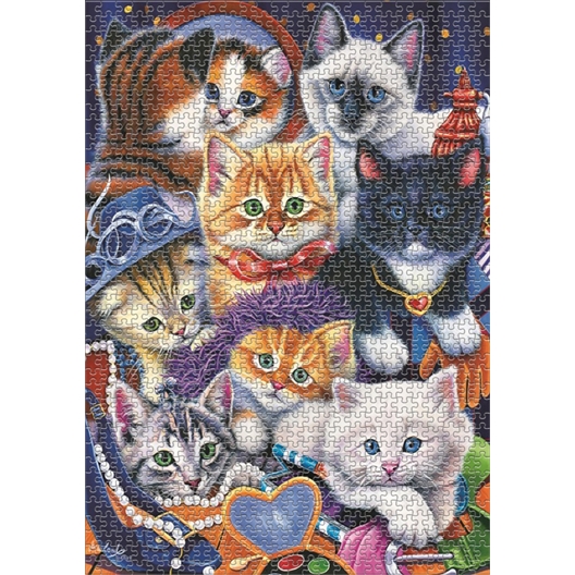 Puzzle 1000 pièces Chatons dans l'armoire