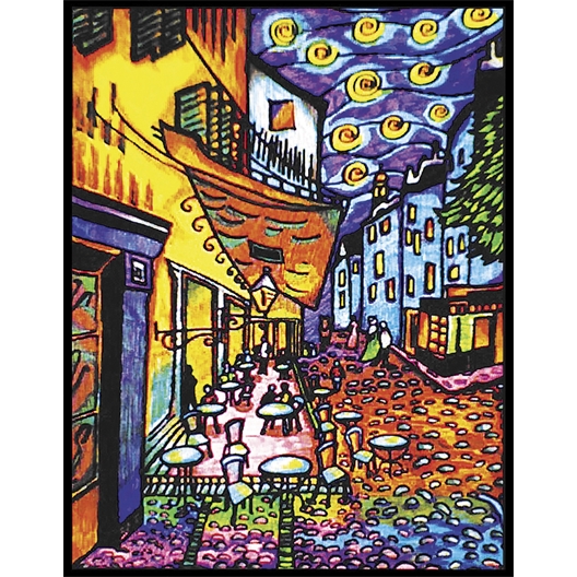 Tableau velours Terrasse de café de nuit