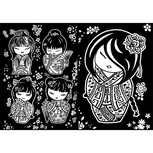 Carnet de note velours Kokeshi